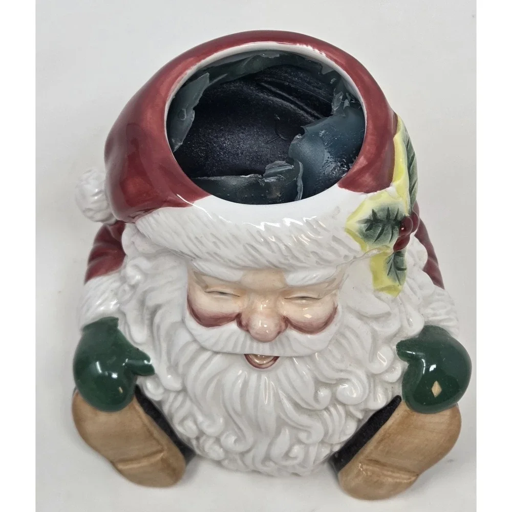 Fitz and Floyd Essentials Santa Claus Head Vase Candle Holder Vintage 1990s